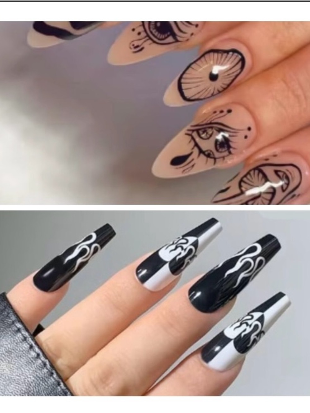 2 Pairs 24pc Gothic Press On False Fake Nails